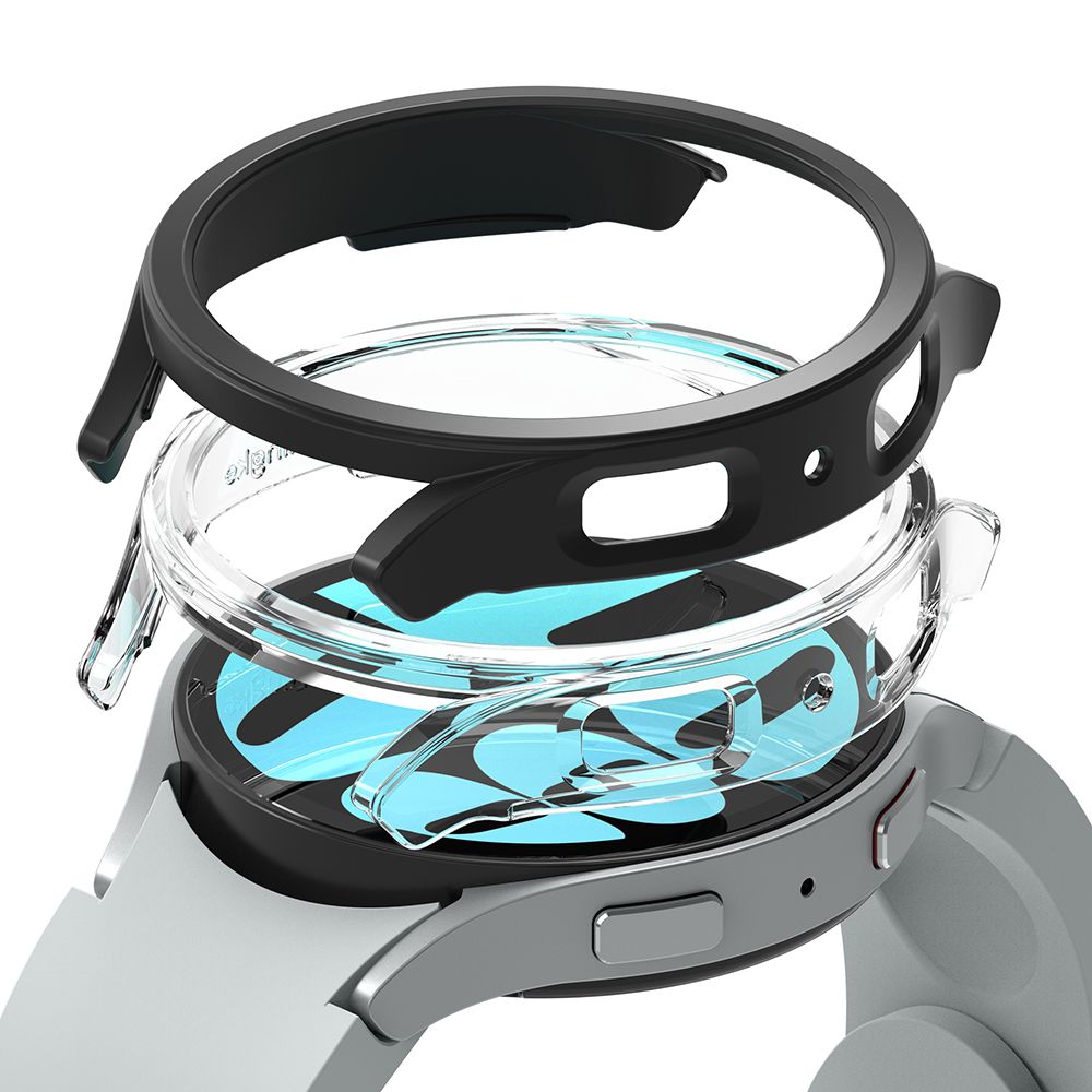 Védőkeret - Ringke Slim műanyag keret Samsung Galaxy Watch6 (40mm) okosórához átlátszó+fekete (2db)