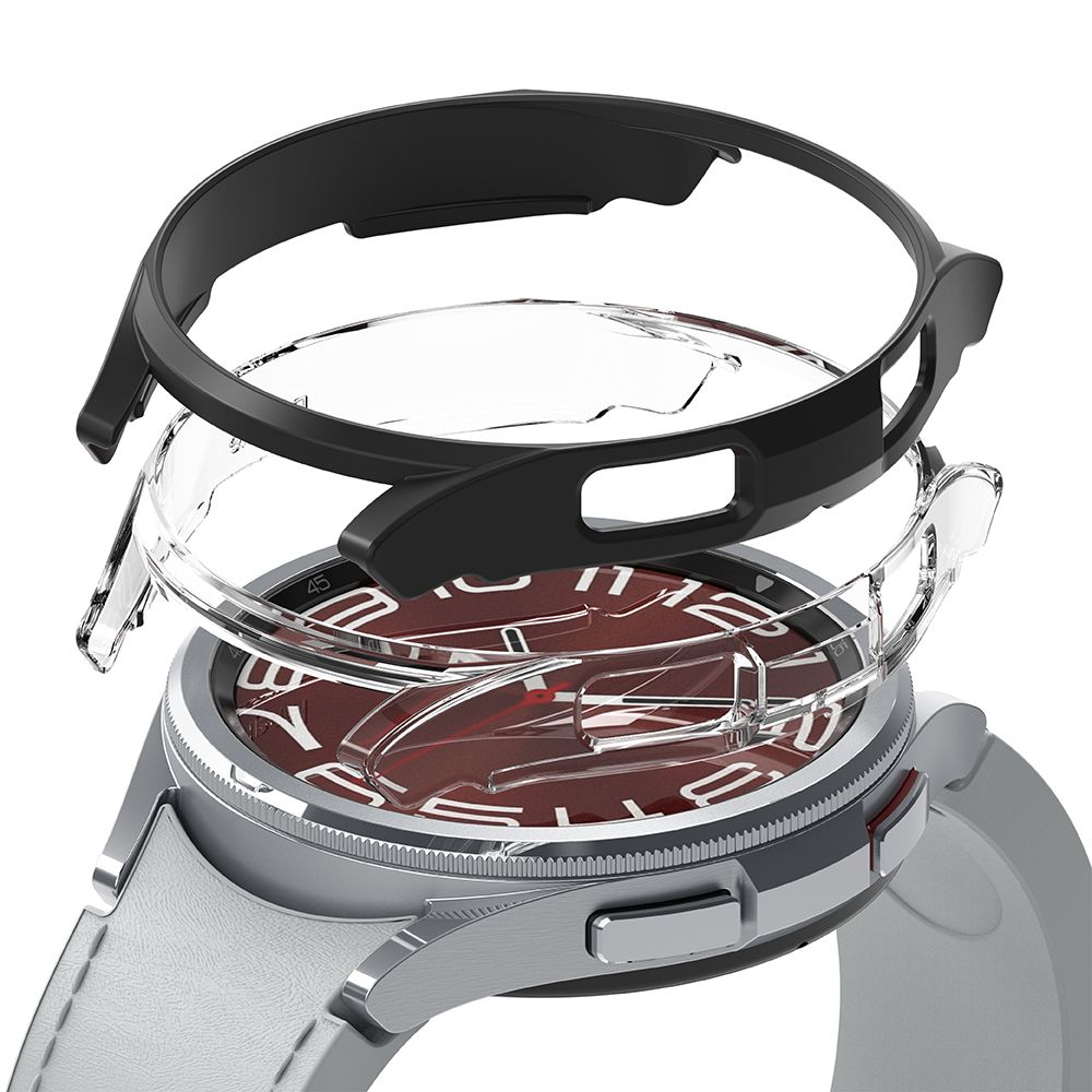 Védőkeret - Ringke Slim műanyag keret Samsung Galaxy Watch6 (43mm) okosórához átlátszó+fekete (2db)