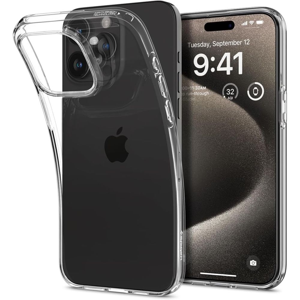 iPhone 15 Pro Max Telefontok - SPIGEN Liquid Crystal Clear - átlátszó hátlap tok