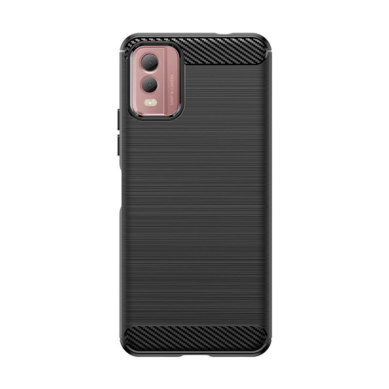 Nokia C32 Telefontok - Carbon Fiber fekete szilikon tok
