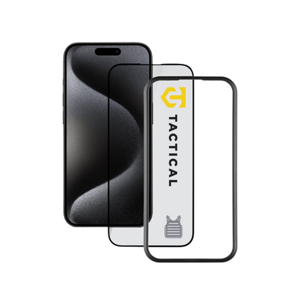 iPhone 15 Pro üvegfólia - Tactical Glass Impact Armour fekete tokbarát Slim 3D üvegfólia