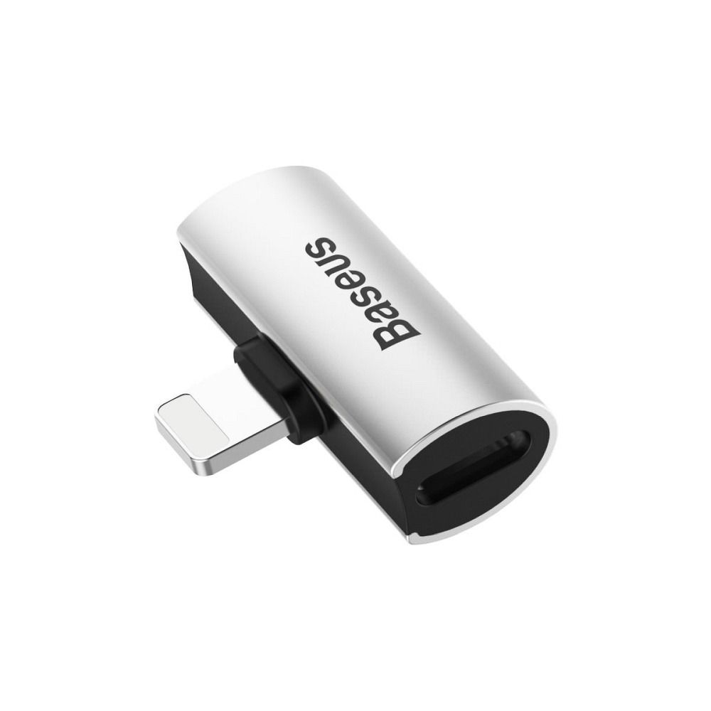 Baseus L46 Adapter - 2in1 Audio + töltő (Lightning) adapter iPhone készülékekhez, ezüst/fekete