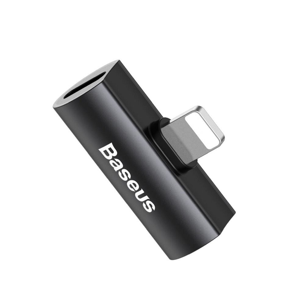 Baseus L46 Adapter - 2in1 Audio + töltő (Lightning) adapter iPhone készülékekhez, fekete