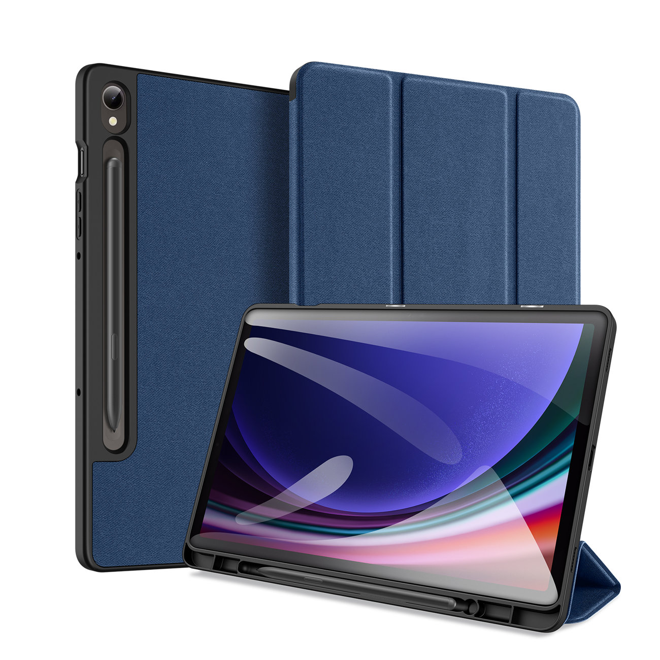 Tablettok Samsung Galaxy Tab S9 FE 10,9 coll (SM-X510, SM-X516) - DUX DUCIS DOMO kék smart case ceruza tartóval