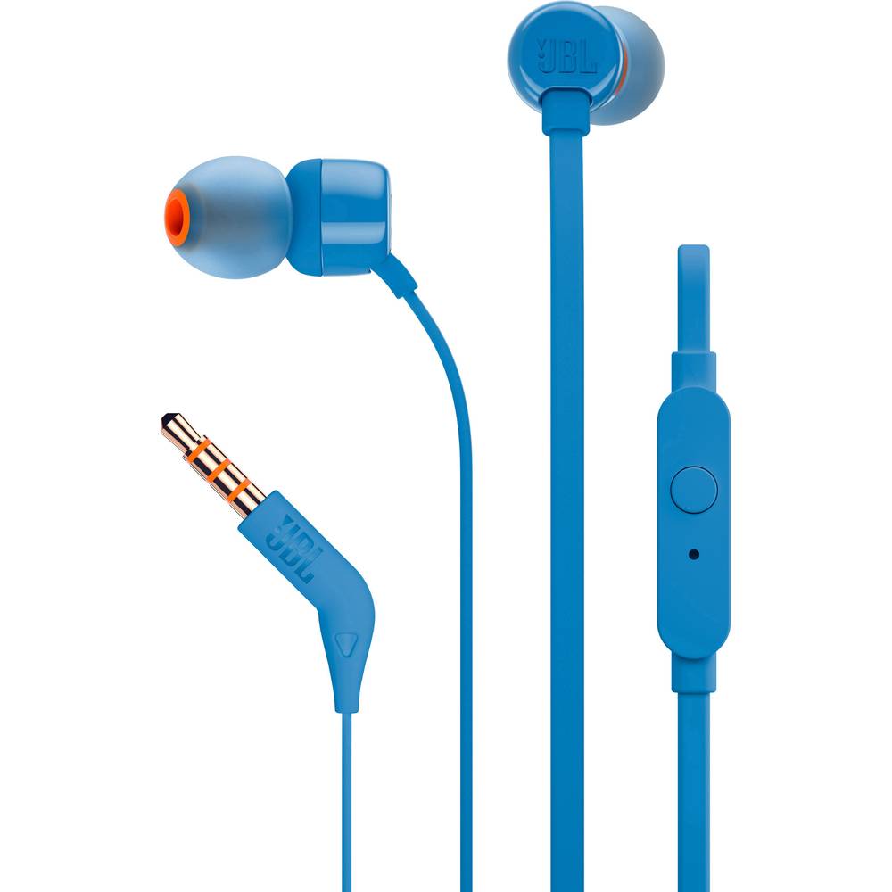 JBL T110 Headset - kék hangerőszabályzós stereo headset, Jack csatlakozóval