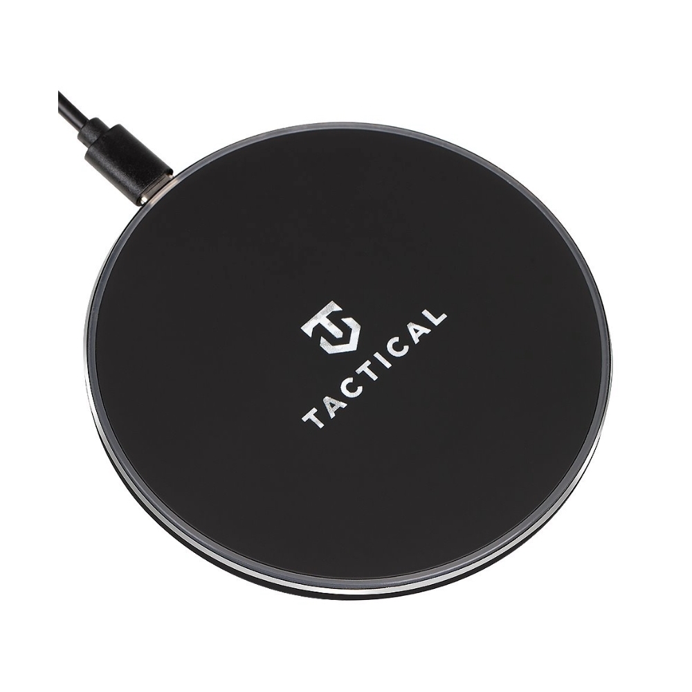Tactical Base Plug Wireless Telefon töltő - fekete vezeték nélküli (Wireless) töltő 2A + fekete USB/Type-C kábel, 1m