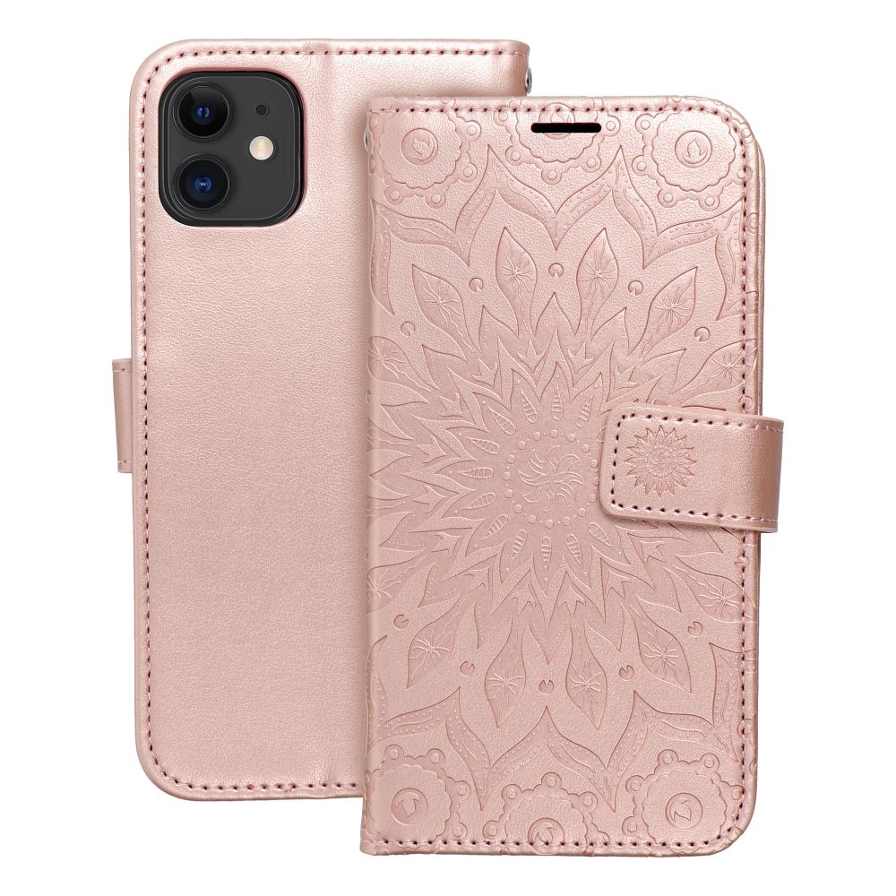 iPhone 11 Telefontok - MEZZO mandala mintás rose gold mágneses szilikon keretes könyvtok