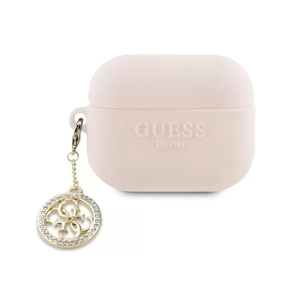 Guess 3D Airpods Pro 2 tartó- pink szilikon tok, 4G medállal