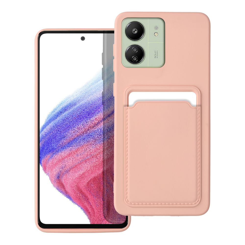 Xiaomi Redmi 13C Telefontok - Forcell Card - pink kártyatartós szilikon hátlap tok