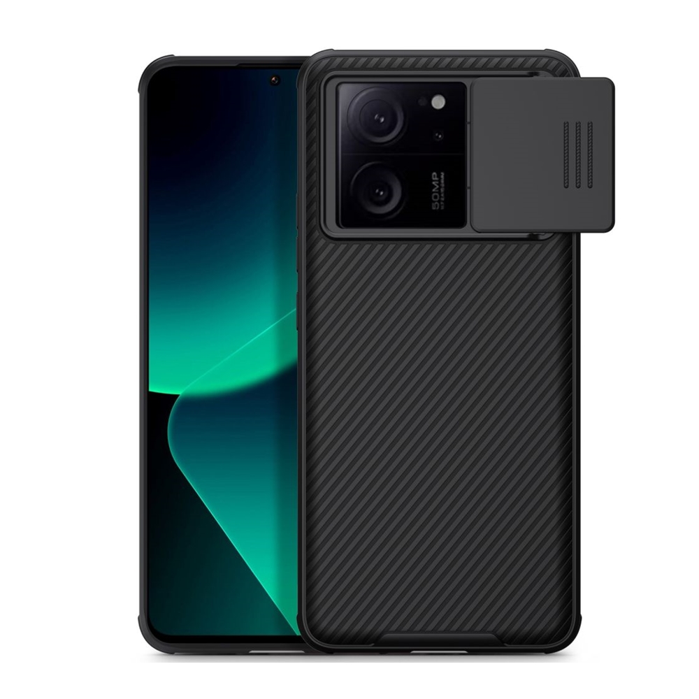 Xiaomi 13T Pro 5G Telefontok - Nillkin csúsztatható kameravédős fekete hátlap tok, beépített mágnessel