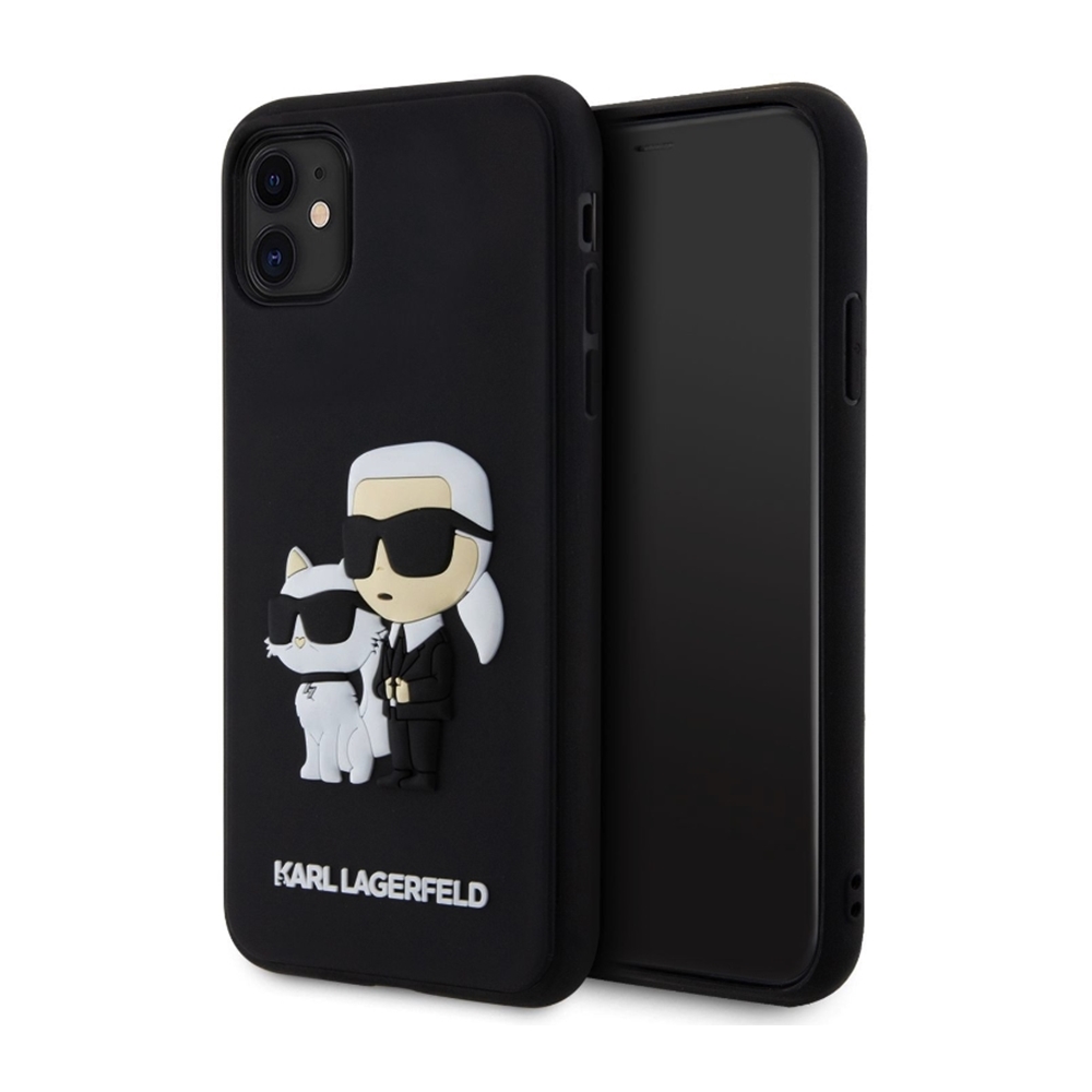 iPhone 11 Telefontok - Karl Lagerfeld - Karl & Choupette - hátlap tok, fekete