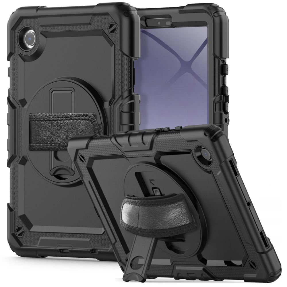 Samsung Galaxy Tab A9+ Plus 11.0 X210 / X216 Tablettok - SOLID360 ütésálló, kitámasztható, fekete tablet tok