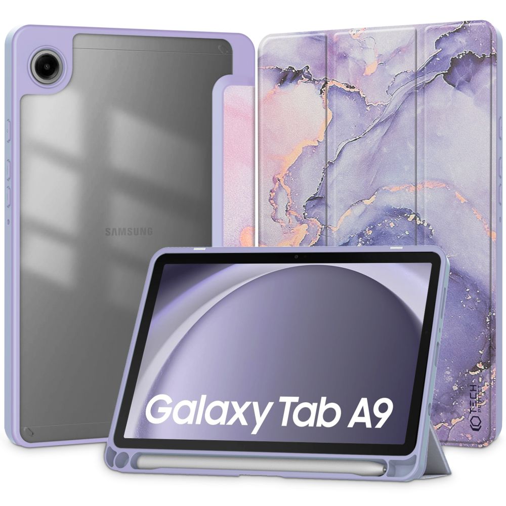 Samsung Galaxy Tab A9 8.7 X110 / X115 Tablettok - TECH-PROTECT HYBRID LILA MARBLE tok