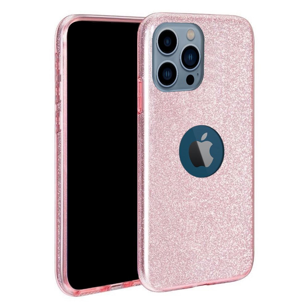 iPhone 14 Pro Telefontok - Pink Shiny tok (Apple logónál kivágással)
