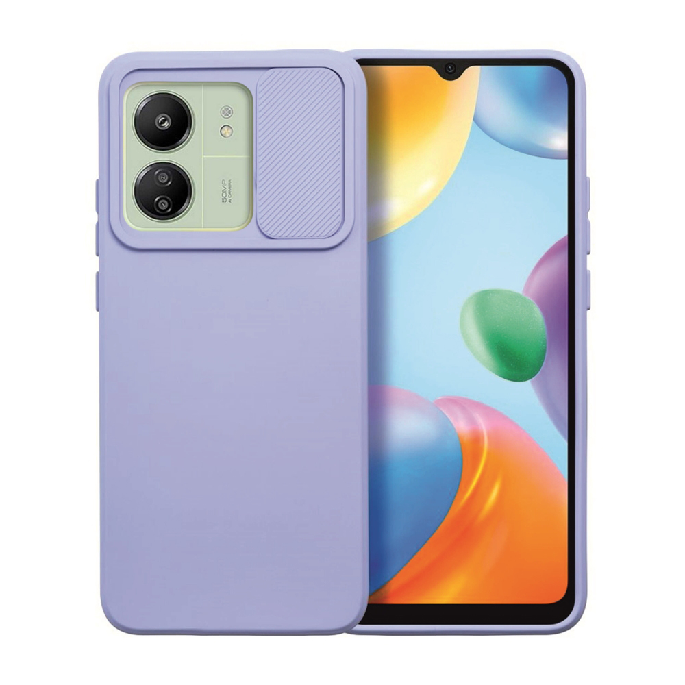 Xiaomi Poco C65 Telefontok - Slider csúsztatható kameravédős kékeslila szilikon hátlap tok