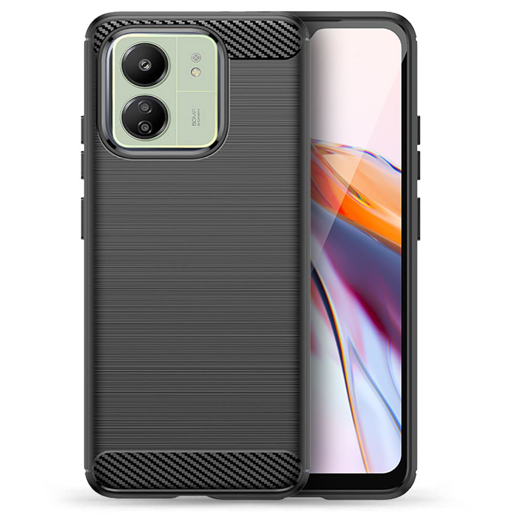 Xiaomi Poco C65 Telefontok - Carbon Fiber fekete szilikon tok