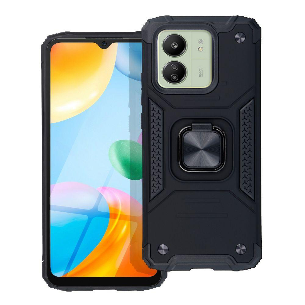 Xiaomi Poco C65 Telefontok - Nitro Ring Armor - fekete gyűrűs, kitámasztható, ütésálló műanyag hátlaptok