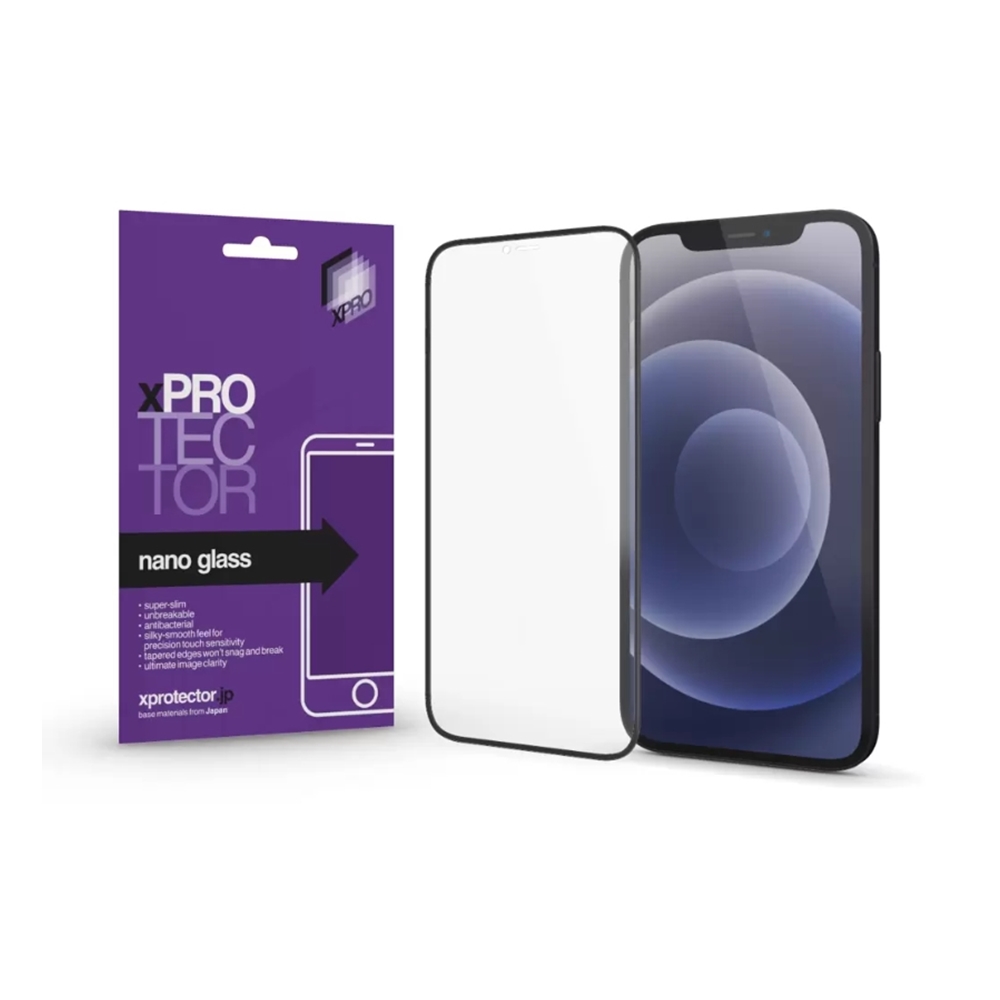 iPhone 13 Pro Védőfólia - Xprotector Nano Glass kijelzővédő fólia fekete kerettel