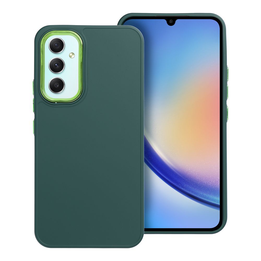 Samsung Galaxy A25 5G Telefontok - Frame - zöld műanyag hátlap tok, szilikon kerettel