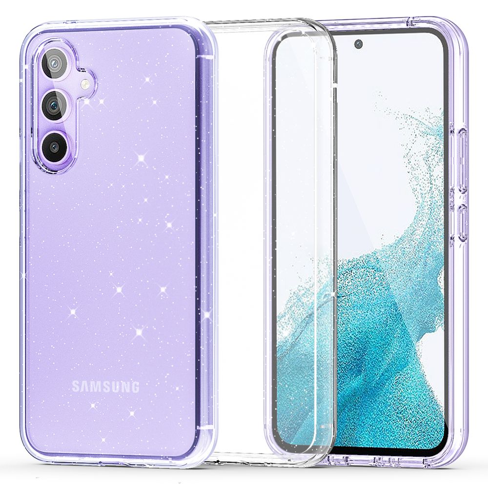Samsung Galaxy S23 FE 5G Telefontok - Tech-Protect Glitter átlátszó csillámos műanyag hátlap tok, szilikon kerettel