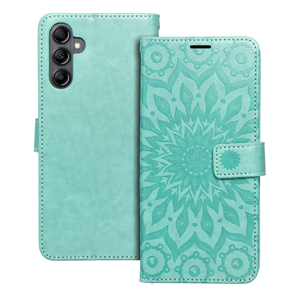 Samsung Galaxy A25 5G Telefontok - MEZZO mandala mintás zöld mágneses szilikon keretes könyvtok
