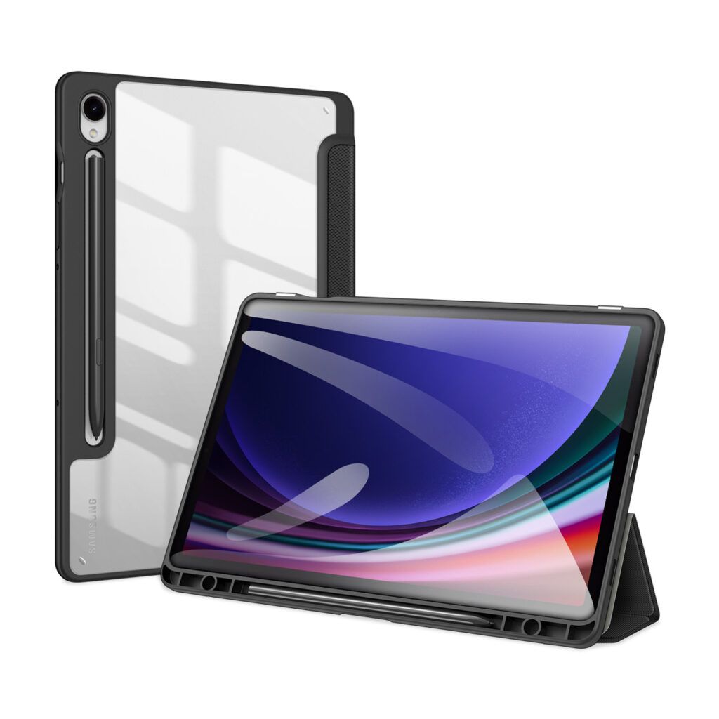 Samsung Galaxy Tab S9 FE 10,9 coll Tablettok (SM-X510, SM-X516) - DUX DUCIS TOBY fekete ütésálló tok, ceruza tartóval