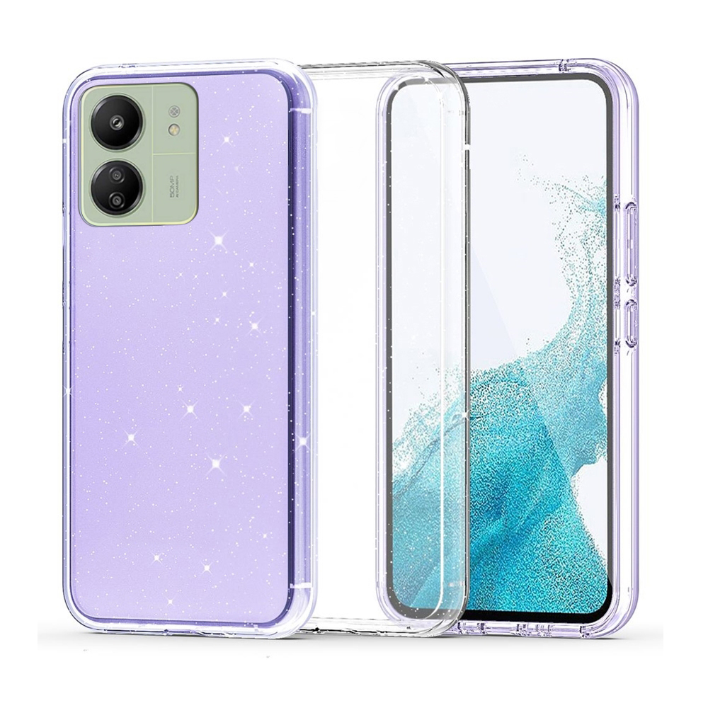 Xiaomi Redmi 13C Telefontok - Glitter - átlátszó csillámos hátlap tok, szilikon kerettel