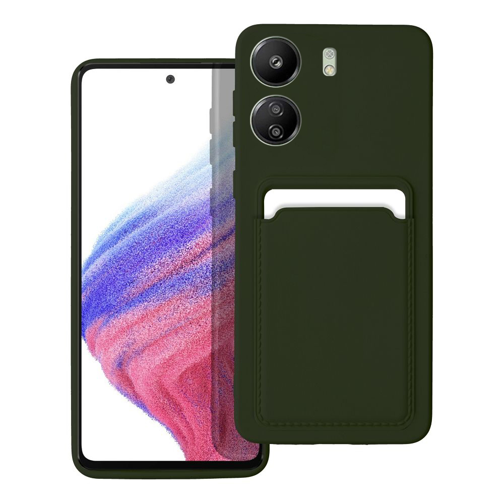 Xiaomi Redmi 13C Telefontok - Forcell Card - zöld kártyatartós szilikon hátlap tok