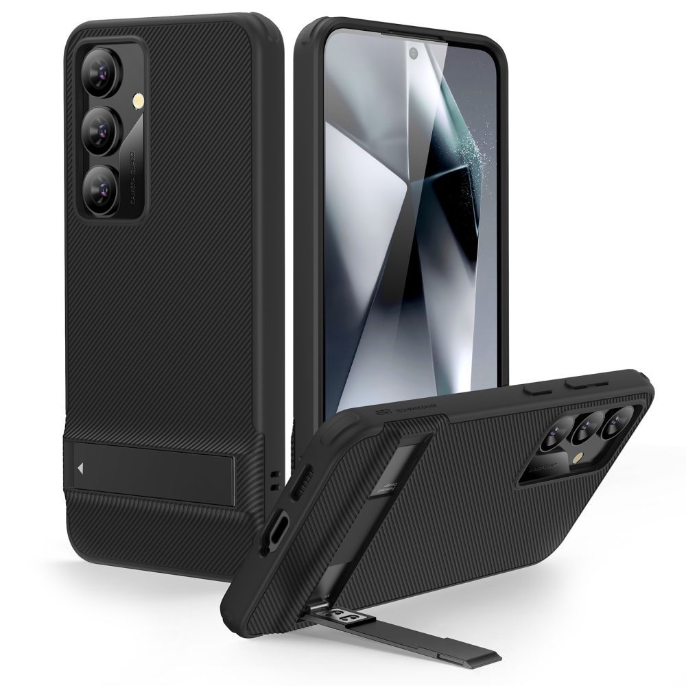 Samsung Galaxy S24 Telefontok - ESR AIR SHIELD Boost - fekete ütésálló, kitámasztható hátlap tok