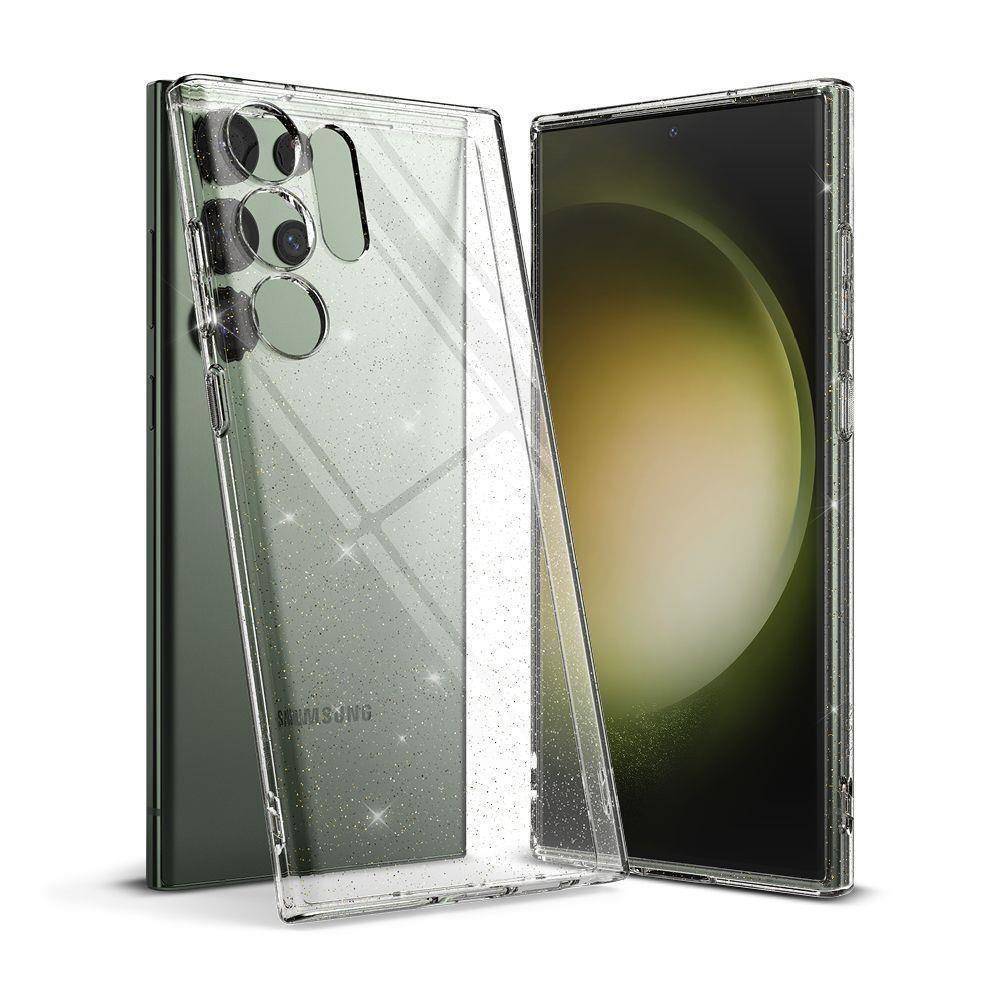 Samsung Galaxy S24 Ultra Telefontok - Glitter - átlátszó csillámos műanyag hátlap tok, szilikon kerettel