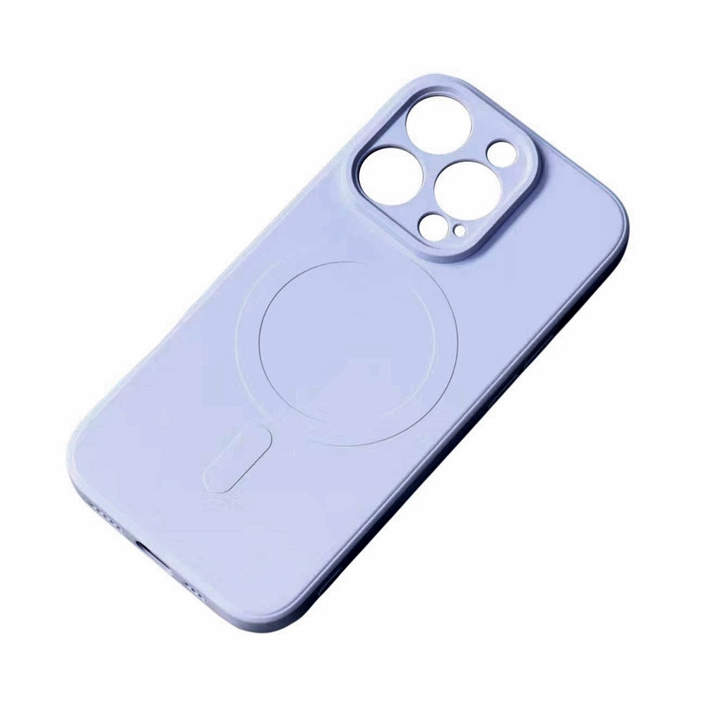 iPhone 15 Pro Max Telefontok - MagSafe kompatibilis kékeslila szilikon hátlap tok