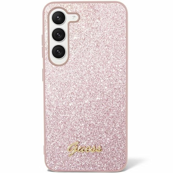 Samsung Galaxy S24 Telefontok - Guess Glitter Script Hátlaptok - Pink