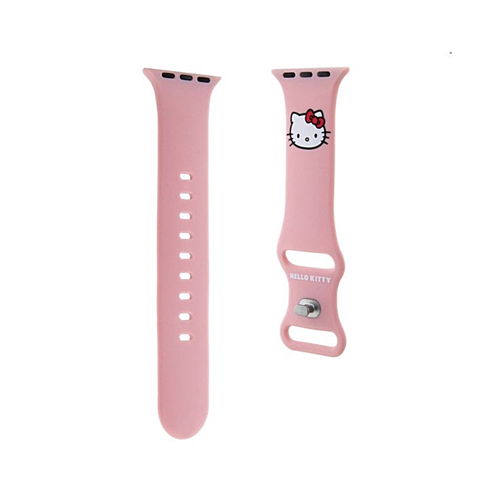 Okosóra szilikon szíj - Apple Watch Series 4/5/6/7/8/9/SE (38-40-41mm) szíj - Hello Kitty - pink szilikon szíj