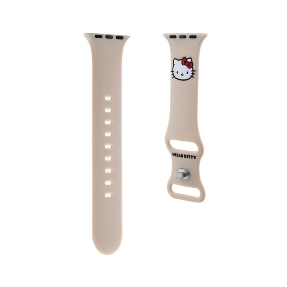 Okosóra szilikon szíj - Apple Watch Series 4/5/6/7/8/9/SE (38-40-41mm) szíj - Hello Kitty - bézs szilikon szíj