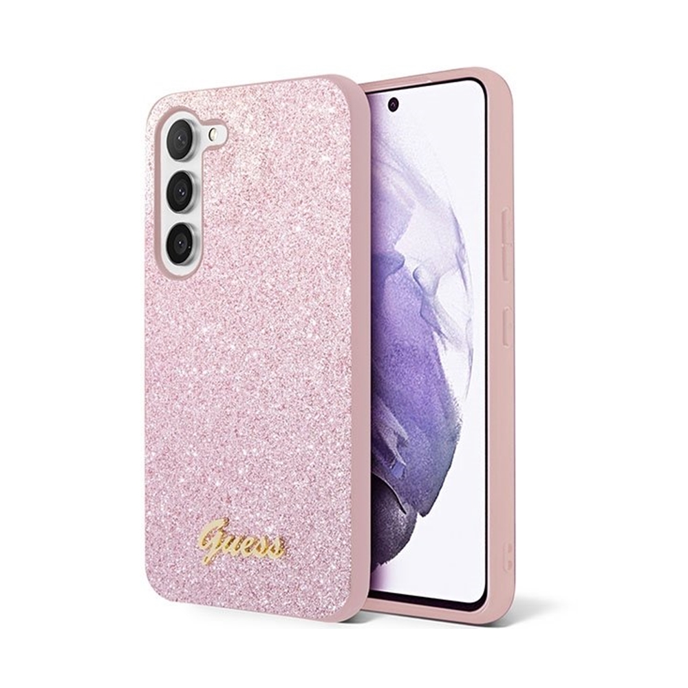 Samsung Galaxy S24+ (S24 Plus) Telefontok - Guess Glitter Script Hátlaptok - pink