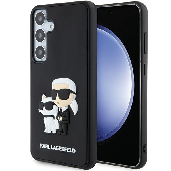 Samsung Galaxy S24+ (S24 Plus) Telefontok - Karl Lagerfeld Saffiano Karl and Choupette - fekete műanyag hátlap tok