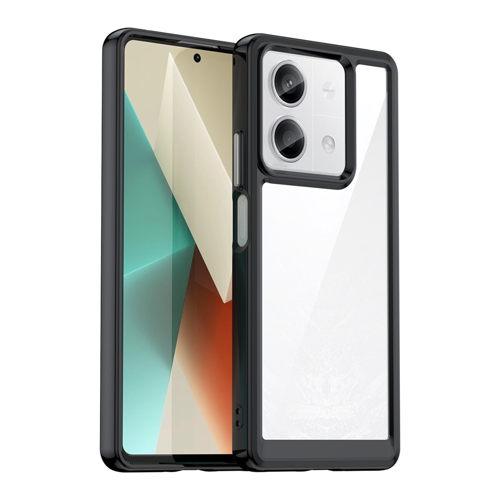 Xiaomi Poco X6 5G Telefontok - átlátszó hátlap tok, fekete szilikon kerettel