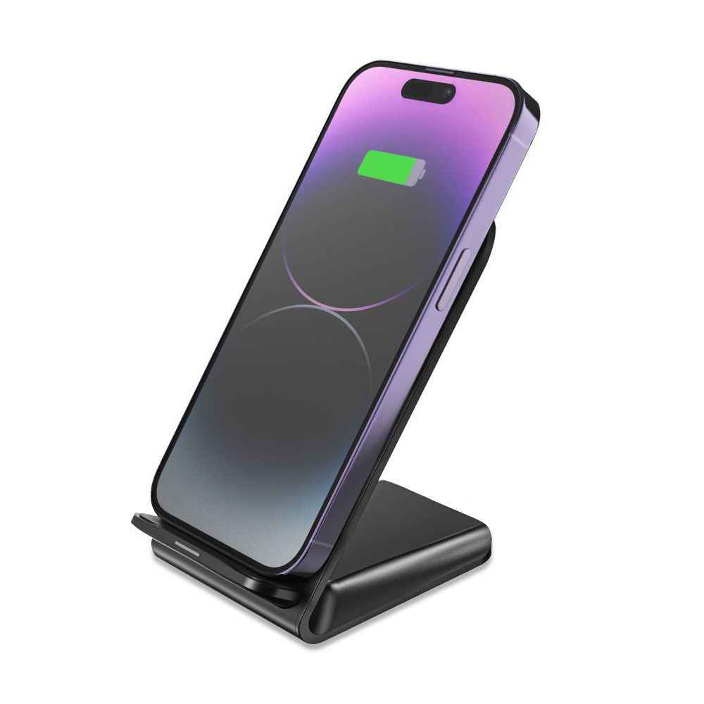 Telefontartó állvány: TECH-PROTECT QI15W-S2 - univerzális asztali telefontartó állvány, 15W Qi vezeték nélküli töltéssel fekete