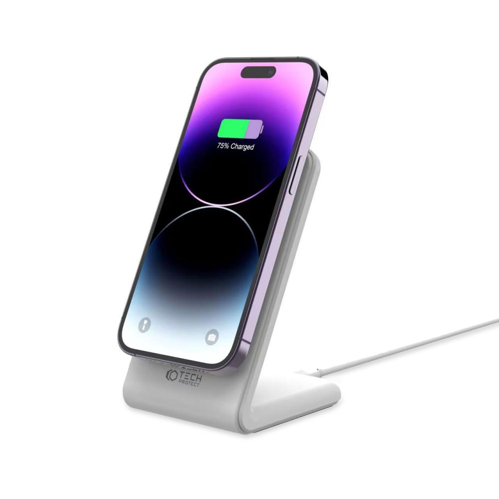 Töltő: TECH-PROTECT QI15W-A23 - MAGSAFE vezeték nélküli töltő, fehér