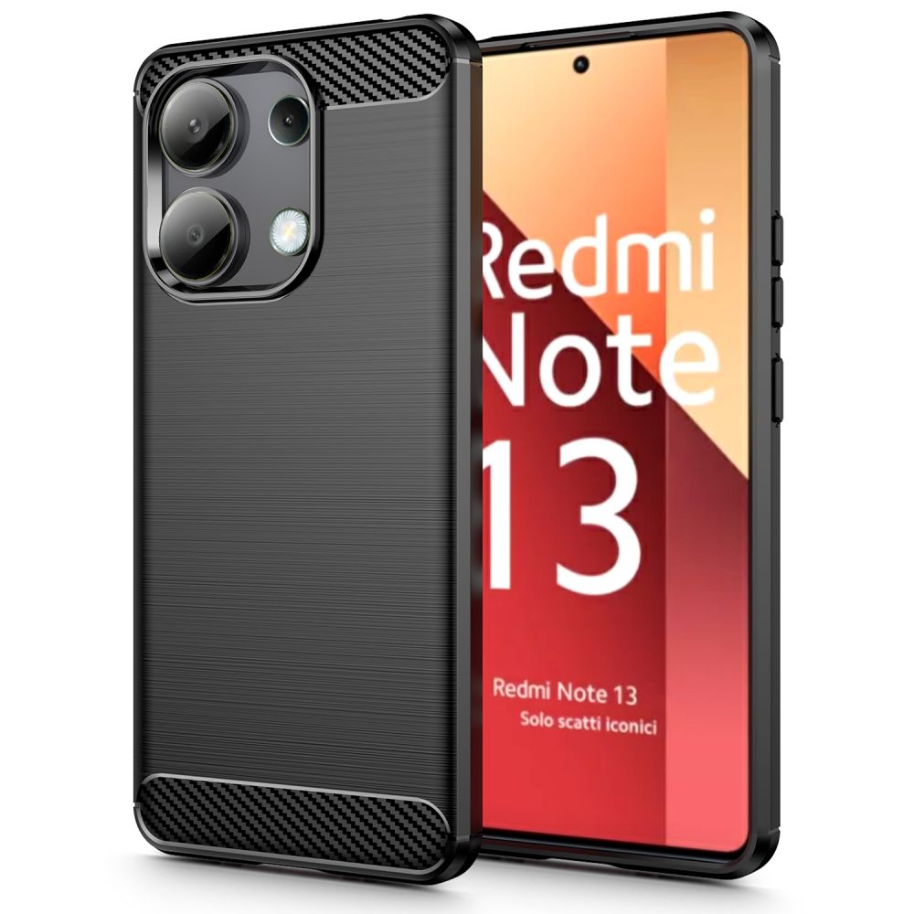 Telefontok Xiaomi Redmi Note 13 4G / LTE - Carbon Fiber fekete szilikon hátlap tok