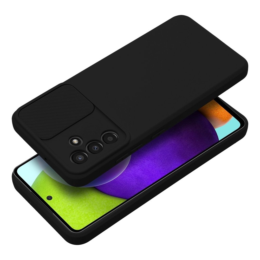 Telefontok Samsung Galaxy A24 4G / LTE - Slider csúsztatható kameravédős fekete szilikon hátlap tok
