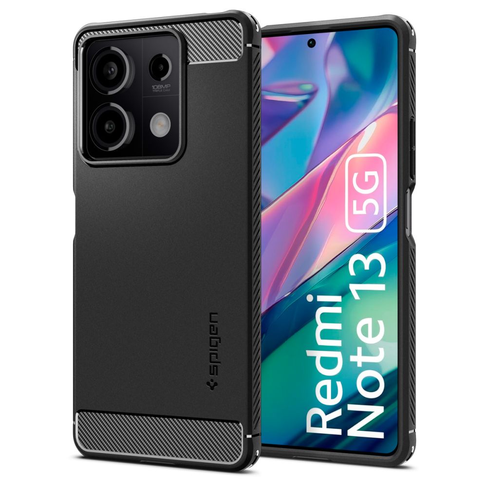 Telefontok Xiaomi Redmi Note 13 5G - SPIGEN Rugged Armor - matt fekete hátlap tok