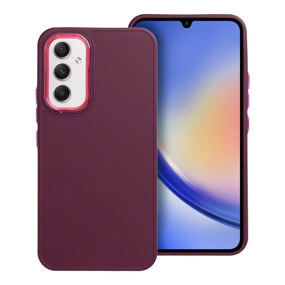 Telefontok Samsung Galaxy A55 5G - Frame - sötét lila műanyag hátlap tok, szilikon kerettel