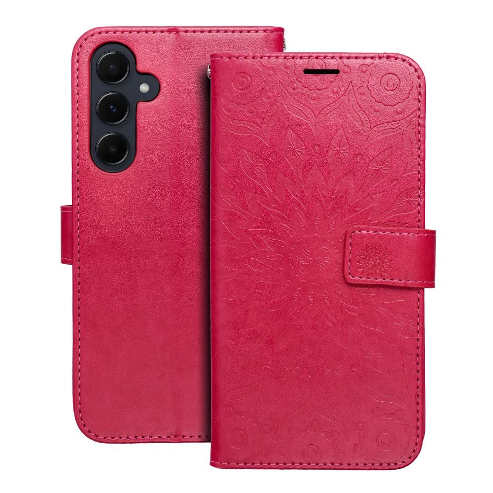 Telefontok Samsung Galaxy A55 5G - MEZZO mandala mintás magenta mágneses szilikon keretes könyvtok