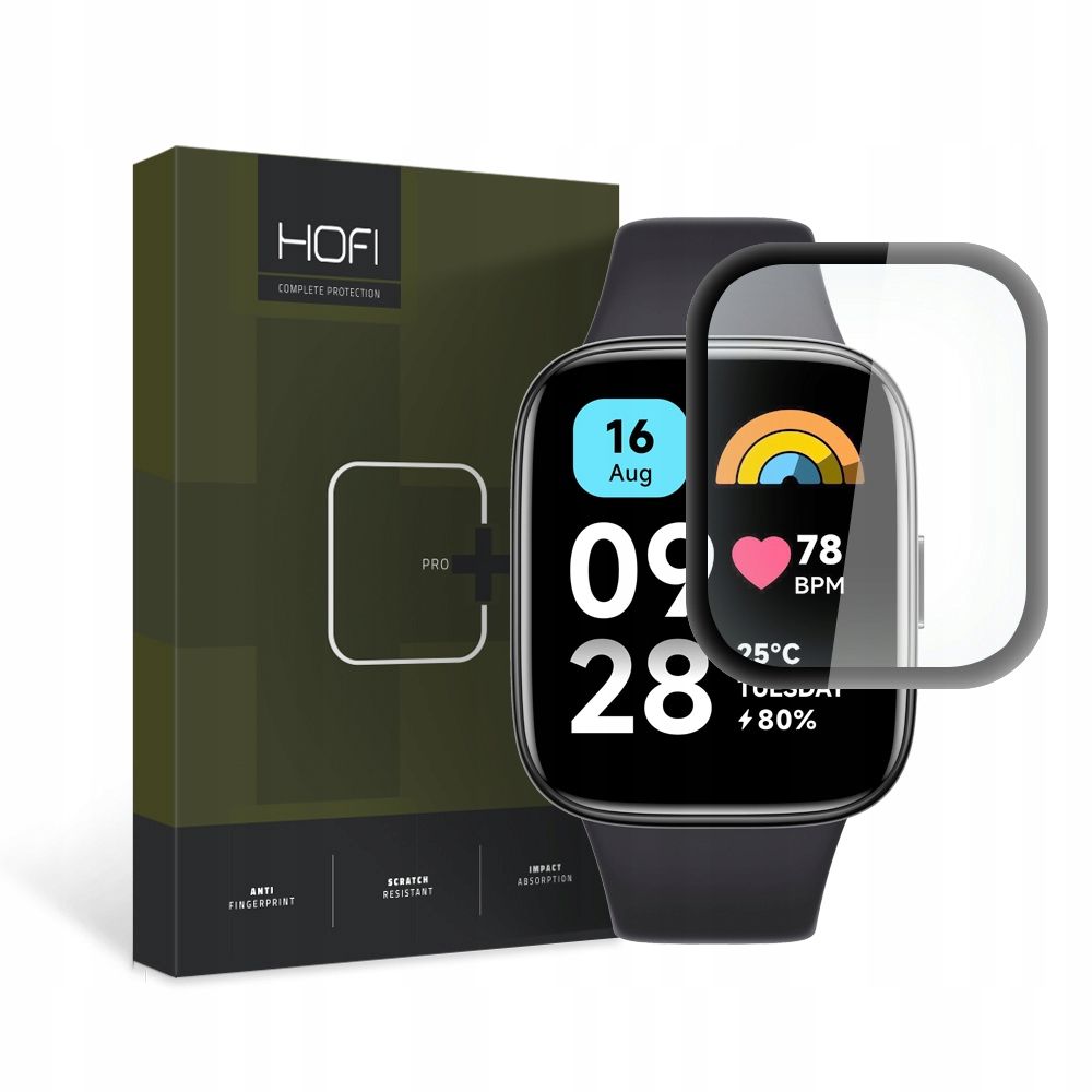 Xiaomi Redmi Watch 3 Active - okosóra flexi üvegfólia fekete kerettel