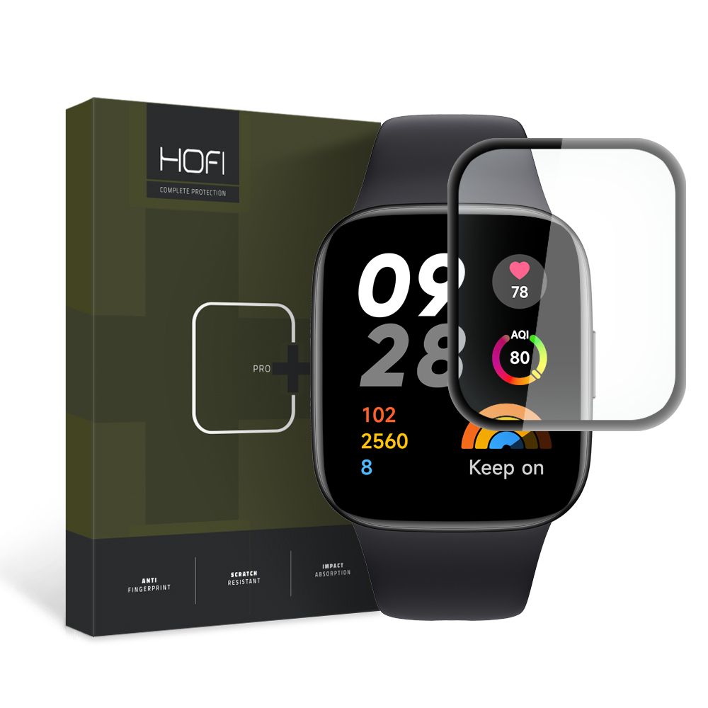 Xiaomi Redmi Watch 3 - okosóra flexi üvegfólia fekete kerettel