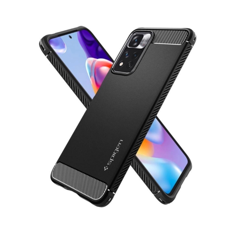 Telefontok Xiaomi Redmi Note 11 Pro+ - SPIGEN Rugged Armor - fekete hátlap tok