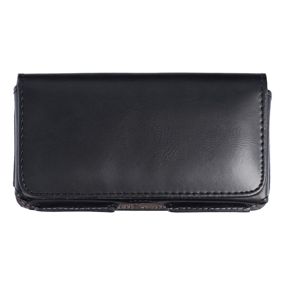 Telefontok: Forcell Classic - fekete övre erősíthető ökobőr tok (13,8X7X1,3 cm)