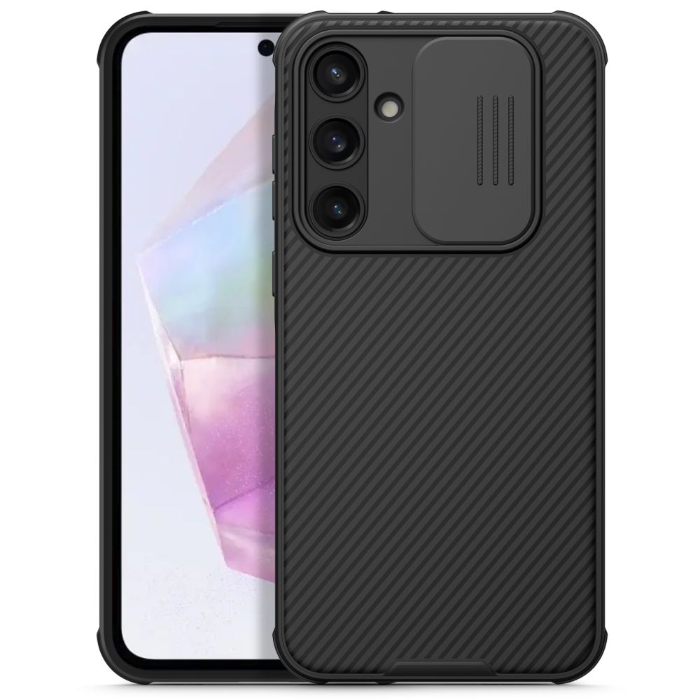 Telefontok Xiaomi Poco X6 Pro 5G - Nillkin csúsztatható kameravédős fekete hátlap tok