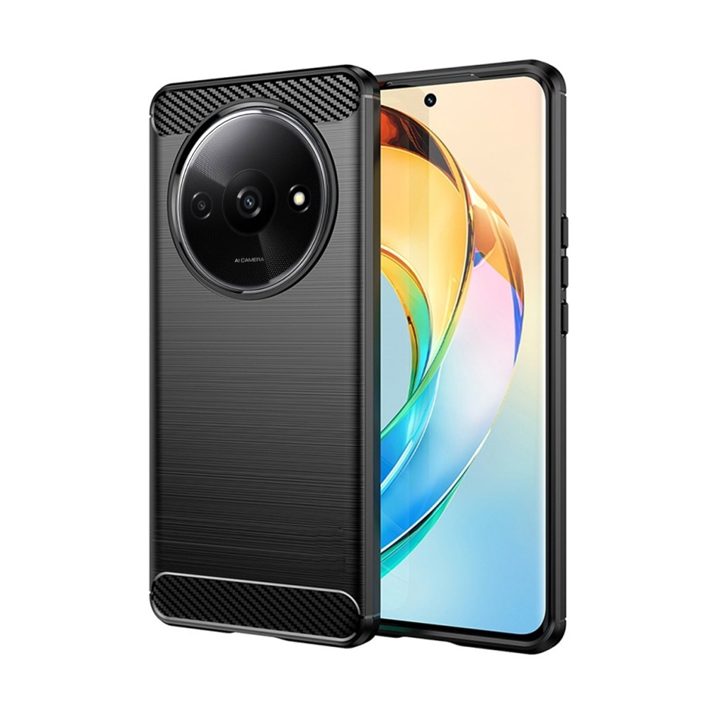 Telefontok Xiaomi Redmi A3 - Carbon Fiber fekete szilikon hátlap tok